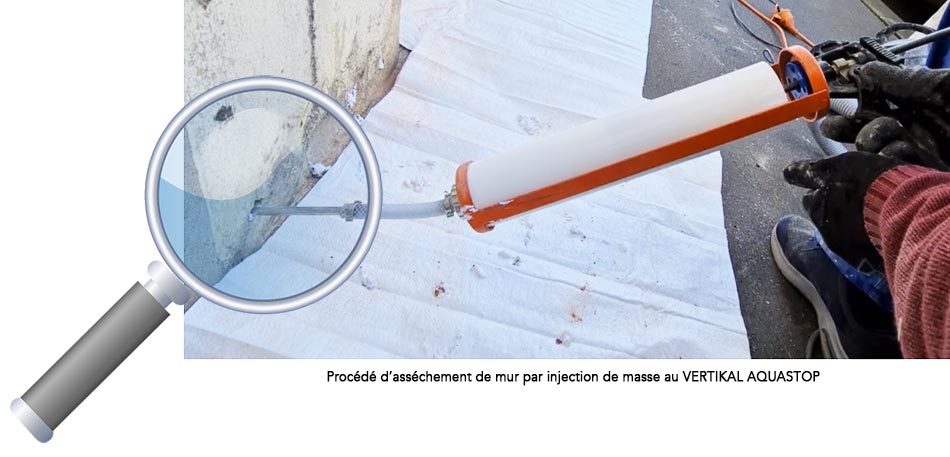 Procédé d’asséchement de mur par injection de masse au VERTIKAL AQUASTOP